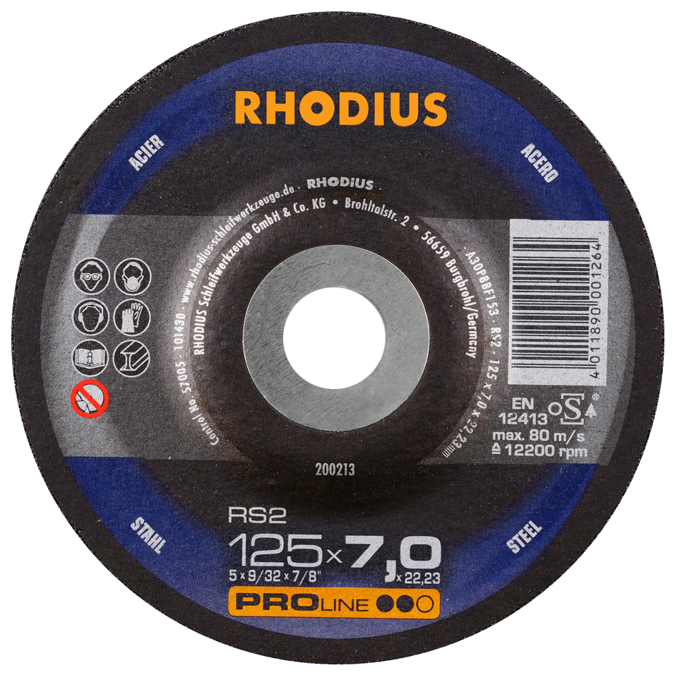 Rhodius RS2 Pro-Line Steel Grinding Disc 125 x 7.0mm