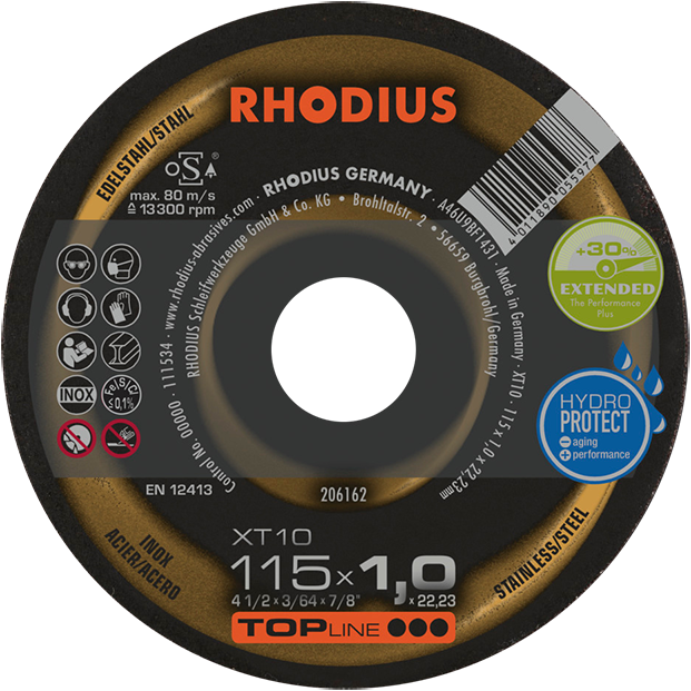 Rhodius XT10 Topline Inox Cutting Disc 115 x 1.0 x 22mm