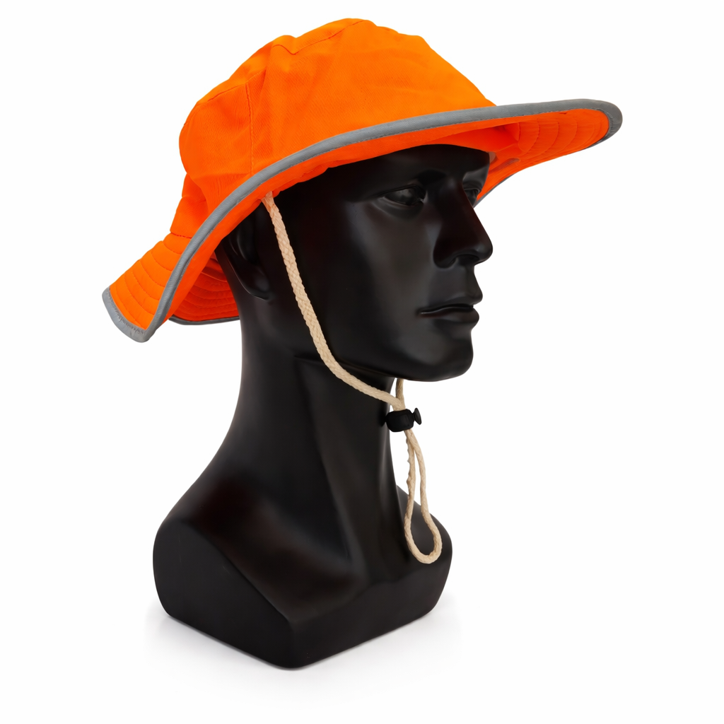 Brimmed Bush Hat - Orange With Reflective Tape