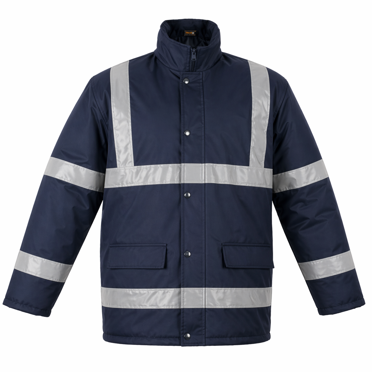 Navy Parka Jacket with Reflective Tape – Heavy-Duty Warm Workwear