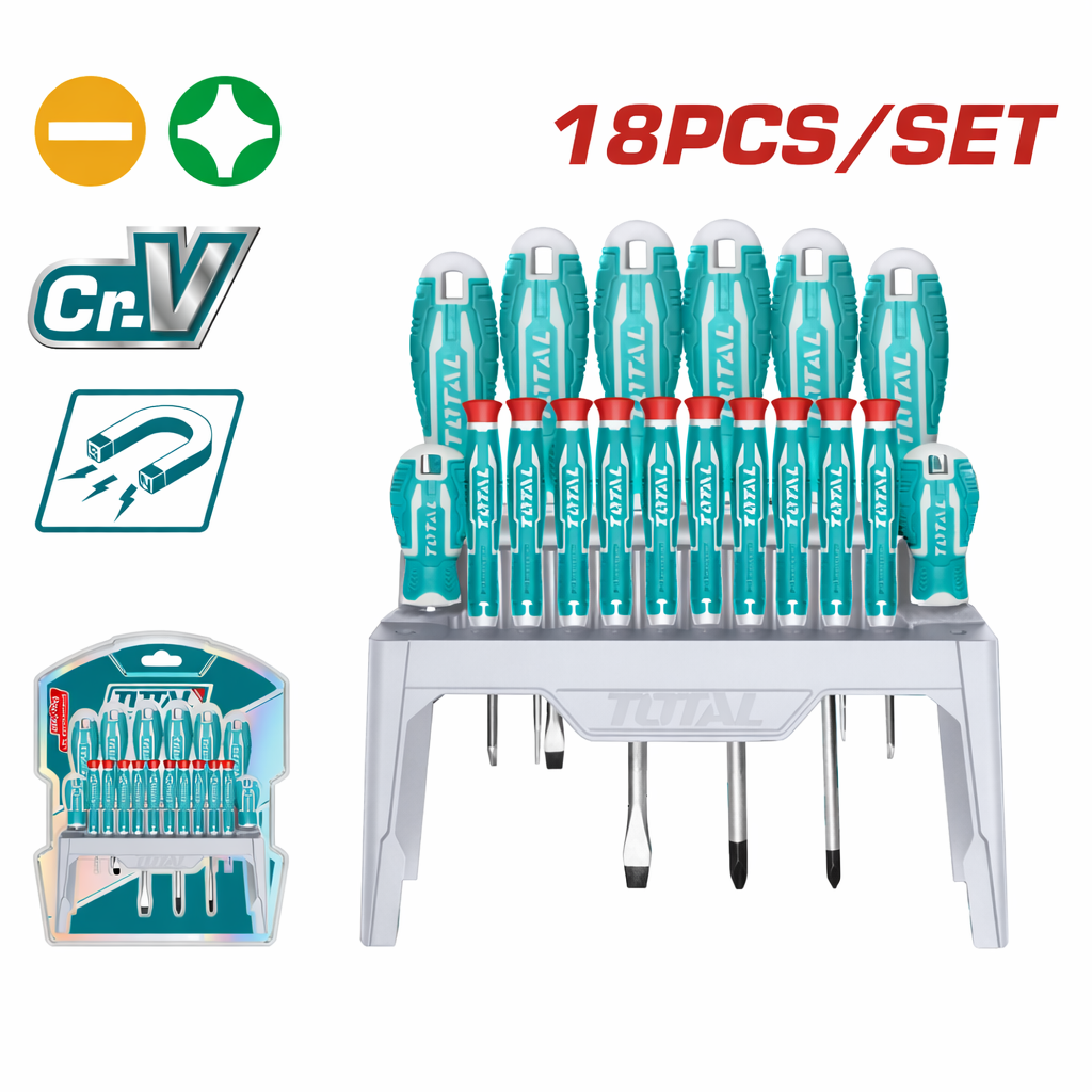 TOTAL 18-Piece Screwdriver & Precision Screwdriver Set