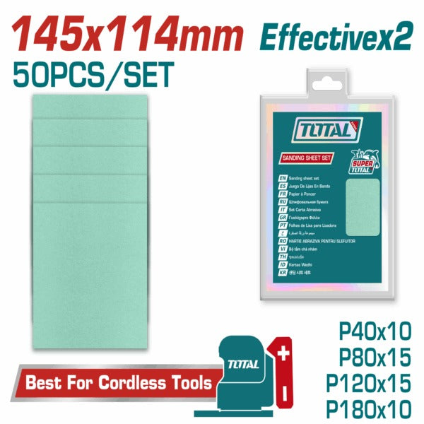Total Abrasive Sanding Sheets 50PCS 145X114mm
