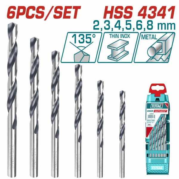 Total Drill Set HSS 2/8MM 8Pc