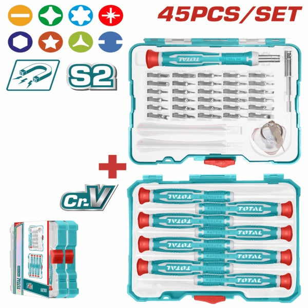 Total Screwdriver Bit Set Precision 45Pc