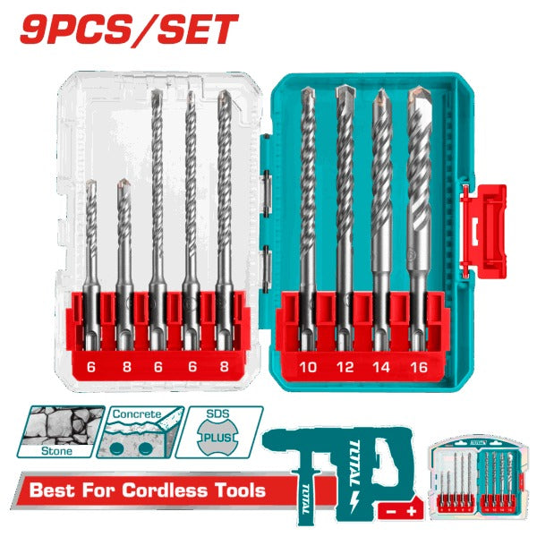 Total Drill Bit Set SDS Plus 6-16mm 9Pc