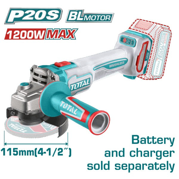Total 20V Angle Grinder 115mm (IND) SOLO