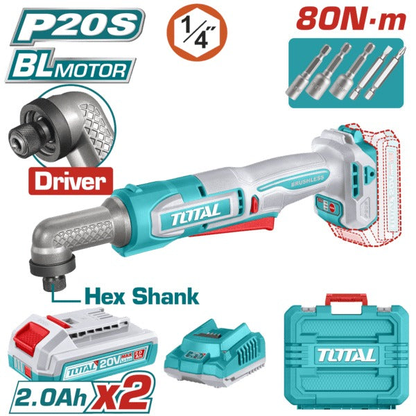 Total 20V Impact Driver 80nm 1/4dr 2AH + 2AH Charger