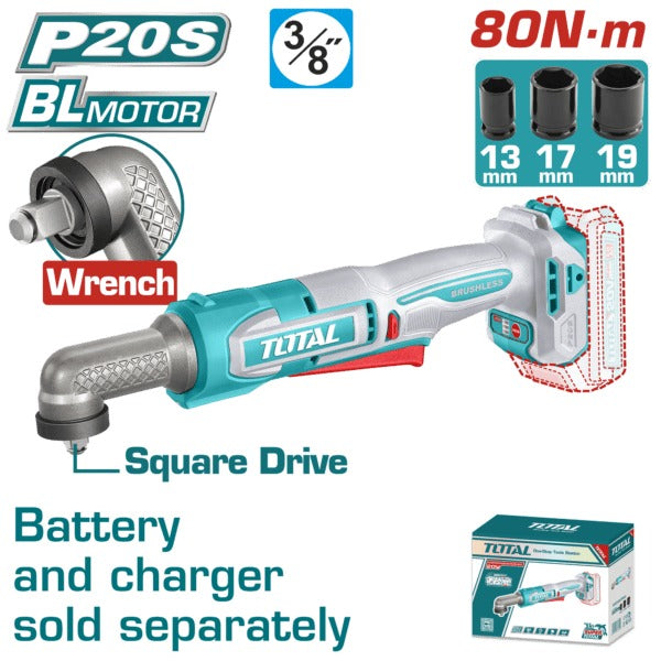 Total 20V Angle Impact Wrench 80nm 3/8dr SOLO
