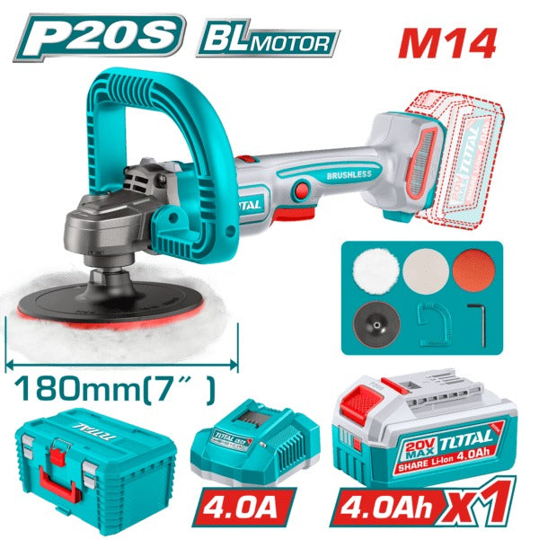 Total 20V Polisher 2X4AH + 4AH Charger
