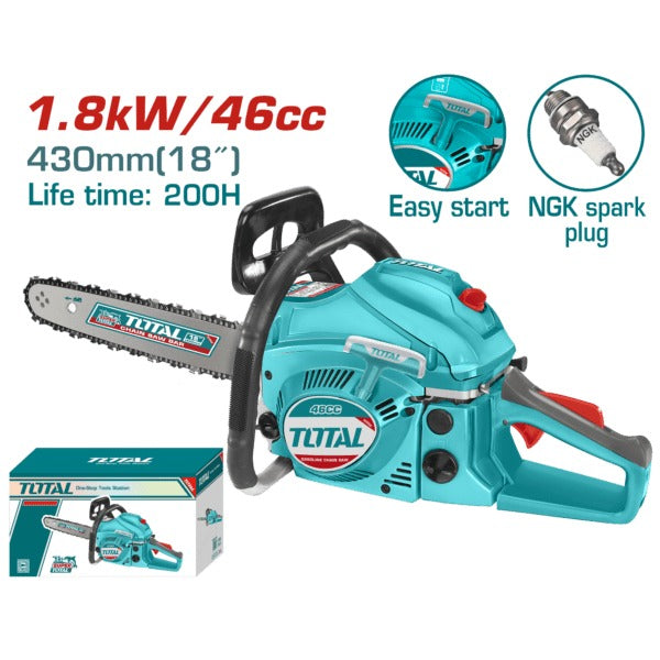 Total Garden Chain Saw 18" Petrol 1.8kw 46cc