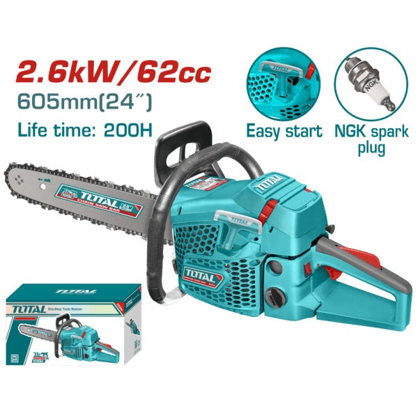 Total Garden Chain Saw 24" Petrol 2.6kw 62cc