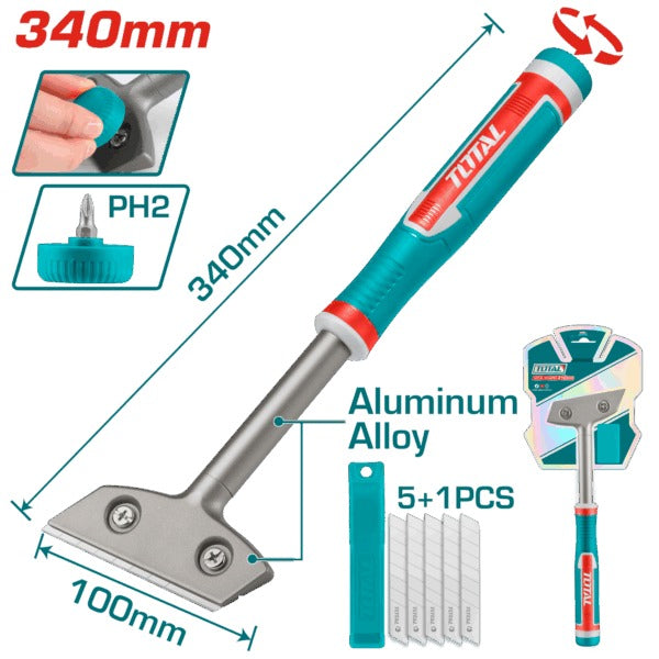 Total Paint Scraper Metal 100X340mm + 5 Blades