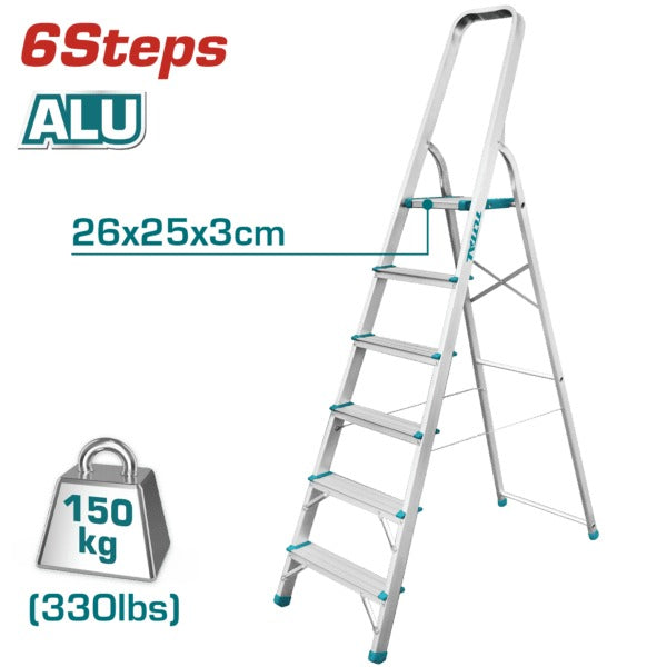 Total Ladder Aluminium House Hold 6 Step 150kg