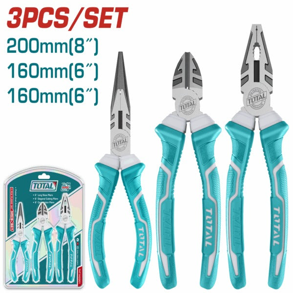 Total Plier Set 3PC (200mm Comb+160mm S/Cutt+Long Nose)
