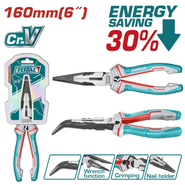 Total High Leverage Plier Bent Nose 160mm