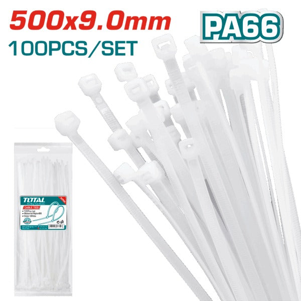 Total Cable ties WHITE 9X500 100PC