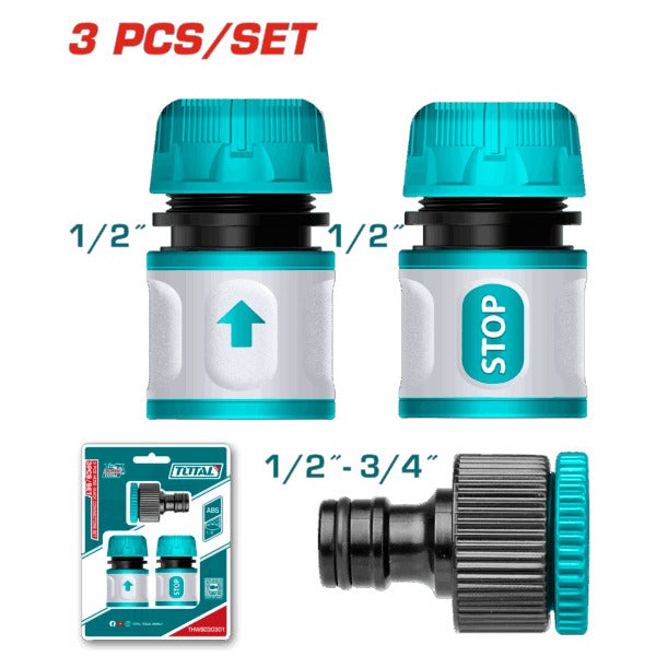 Total Garden Hose Quick Con 3Pcs 1/2
