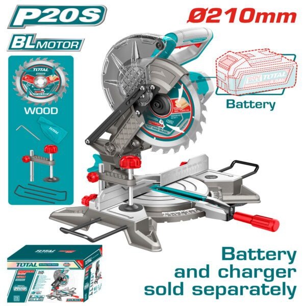 Total 20V Mitre Saw 210mm+Blade SOLO