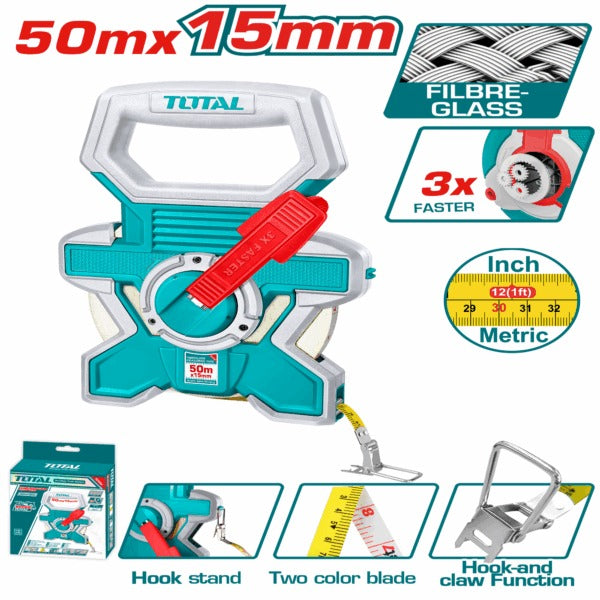 Total Measure Tape Reel 50mx15mm Fibre