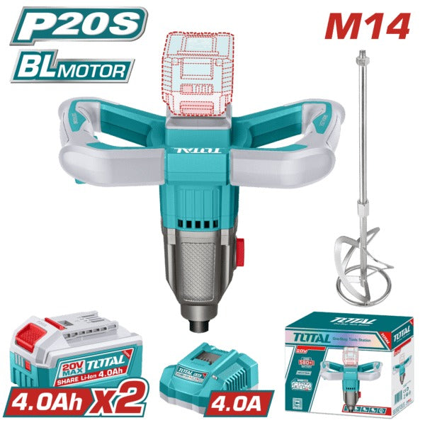 Total 20V Mixer 2x4AH+Charger (KIT)