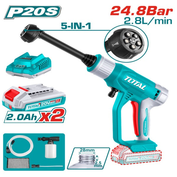 Total 20V Pressure Washer 24.8 Bar 2x2AH+Charger