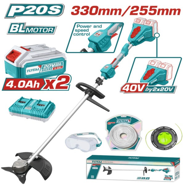 Total 20/40V Trimmer/Brush cutter 2x4AH+4AH Charger+Acc