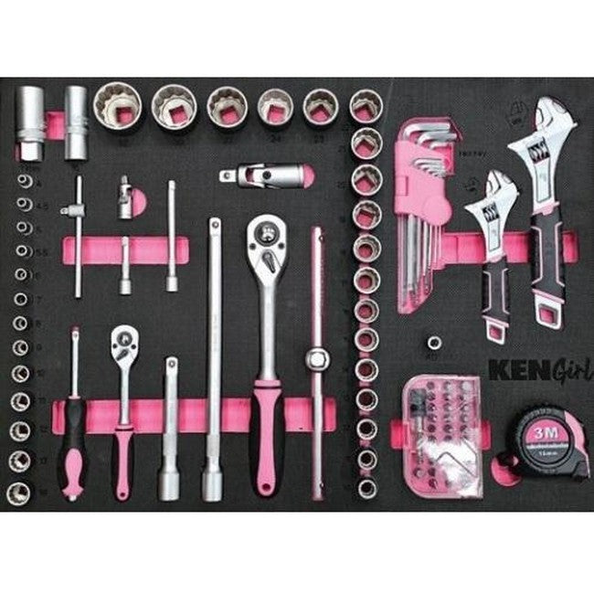 KenGirl Pink Tool Trolley — Complete 155-Piece Toolkit