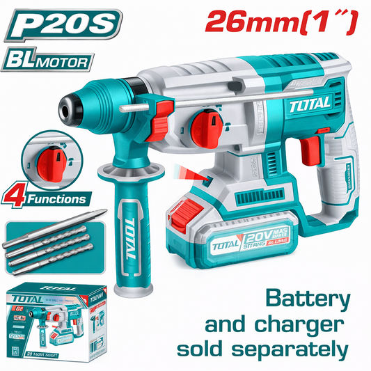 TOTAL 20V 26mm Cordless Rotary Hammer SOLO – TRHLI20228
