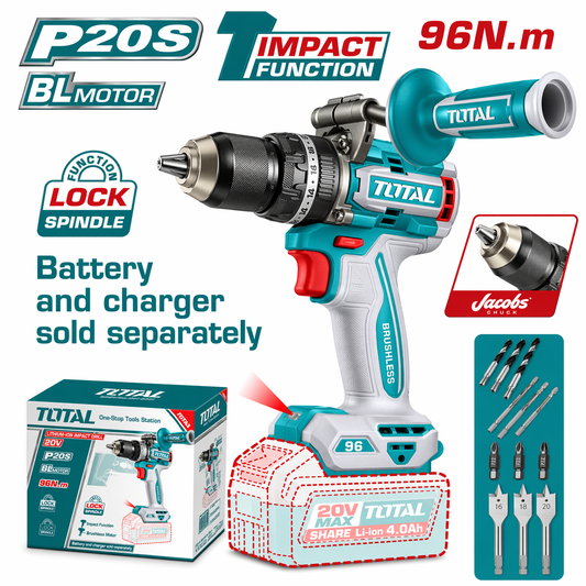 TOTAL 20V 13mm Brushless Impact Drill 96Nm SOLO