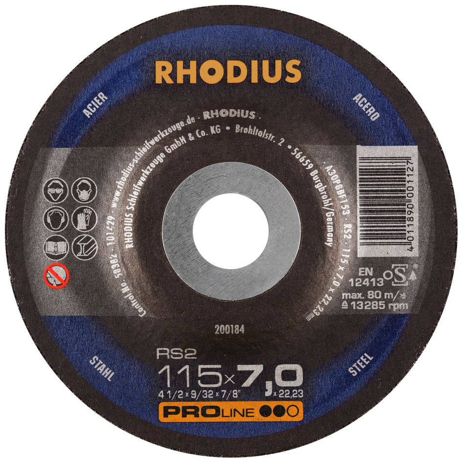 Rhodius RS2 Pro-Line Steel Grinding Disc 115 x 7.0mm