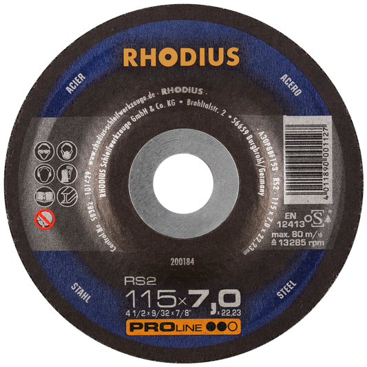 Rhodius RS2 Pro-Line Steel Grinding Disc 115 x 7.0mm