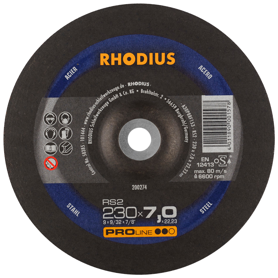 Rhodius RS2 Pro-Line Steel Grinding Disc 230 x 7.0mm