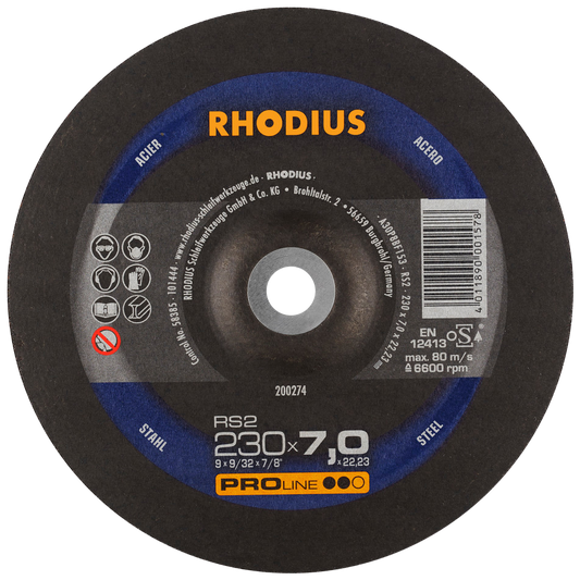 Rhodius RS2 Pro-Line Steel Grinding Disc 230 x 7.0mm