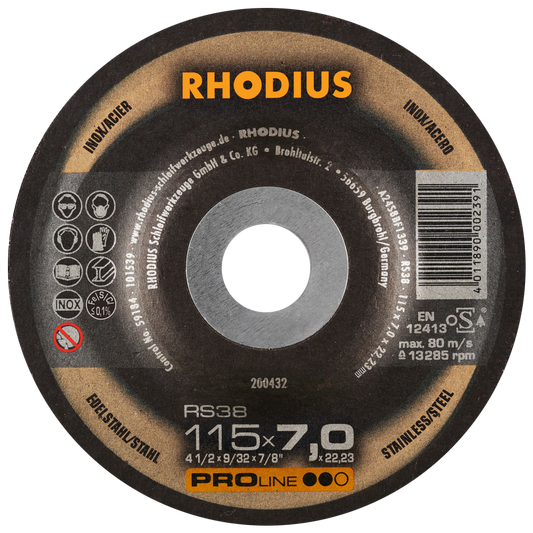 Rhodius RS38 Pro-Line Inox Grinding Disc 115 x 7.0mm