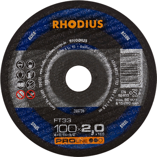 Rhodius FT33 Topline Steel Cutting Disc 100 x 2.0 x 16mm