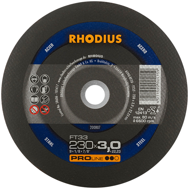 Rhodius FT33 Pro-Line Steel Cutting Disc 230 x 3.0 x 22mm