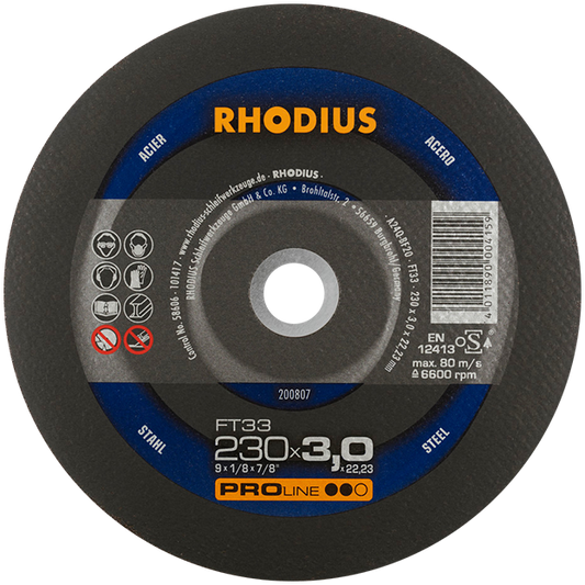 Rhodius FT33 Pro-Line Steel Cutting Disc 230 x 3.0 x 22mm