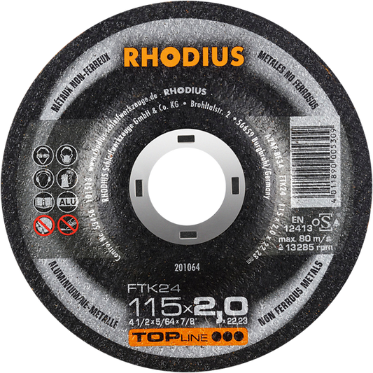 Rhodius FTK24 Topline Aluminium Cutting Disc 115 x 2.0 x 22mm