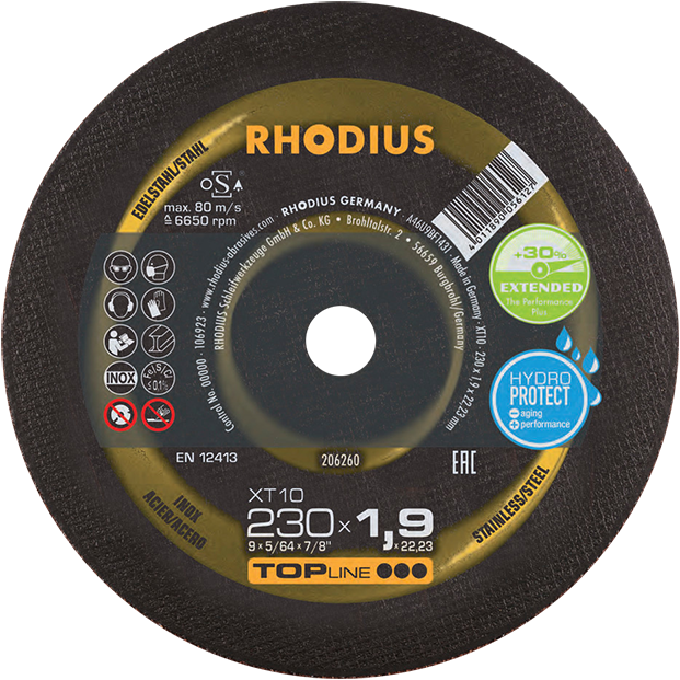 Rhodius XT10 Topline Inox Cutting Disc 230 x 1.9 x 22mm