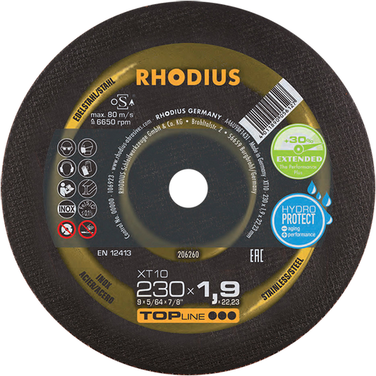 Rhodius XT10 Topline Inox Cutting Disc 230 x 1.9 x 22mm