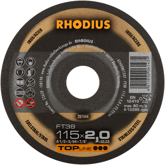 Rhodius FT38 Topline Inox Cutting Disc 115 x 2.0 x 22mm