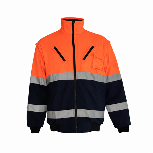 WINTER BUNNY JACKET ZIP-OFF SLEEVE - ORANGE/NAVY
