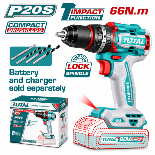 TOTAL 20V Brushless Impact Drill 66Nm SOLO