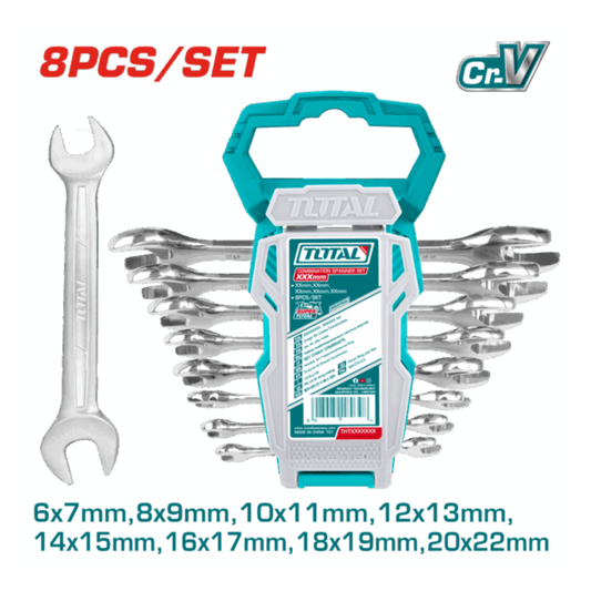 TOTAL 8-Piece Flat Spanner Set 6–22mm