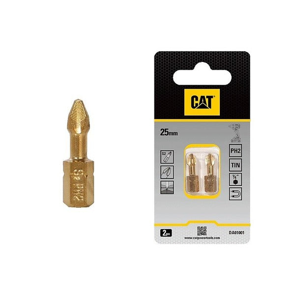 CAT 25mm Diamond Tip Torsion Screwdriver Bits PH2 Pack2