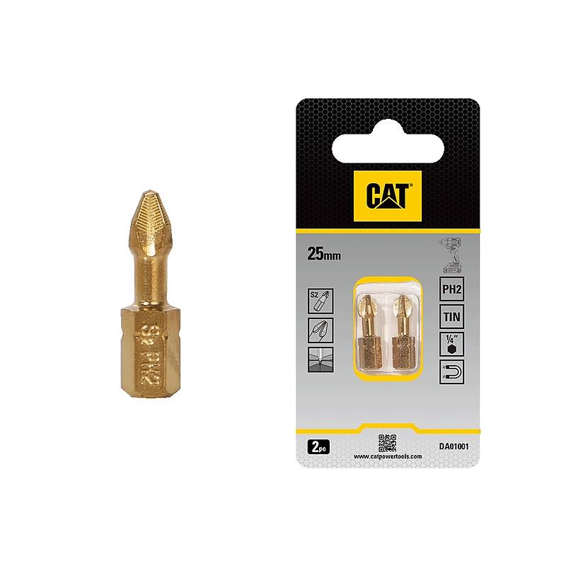 CAT 25mm Diamond Tip Torsion Screwdriver Bits PH2 Pack2