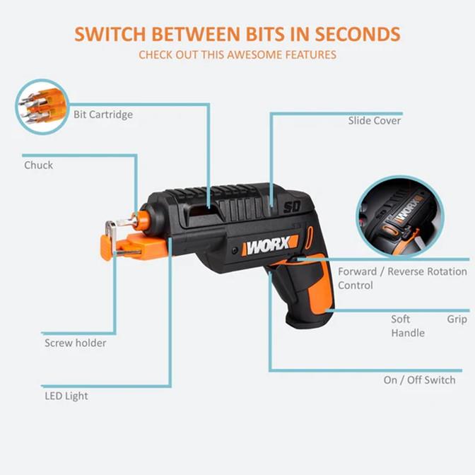 WORX Battery Powered Screwdriver 4VDC | no: 230/min – image 4
