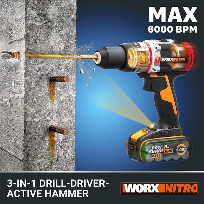 WORX Slammer 3-In-1 Active Hammer Drill 20V Kit – image 6