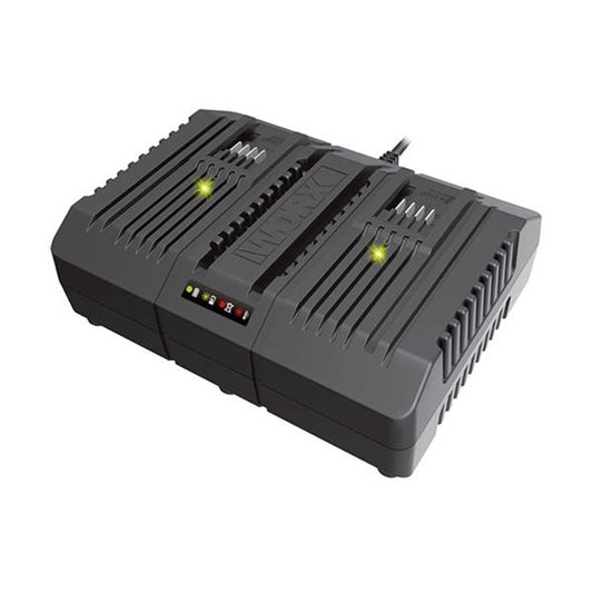 WORX Dual Port Fast Battery Charger for Lithium-Ion Accumulators 100-240V 20V output | 4.0A total 2.0A each Port | 50/60Hz | 100W | Class II IPX0 - main image