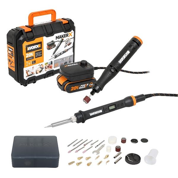 WORX MAKER X 2 in 1 Rotary Tool WX739.9 + Soldering iron WX744.91 pcs 2.0Ah Battery/2A charger + control hub - main image
